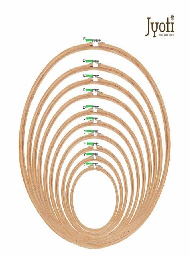 Jyoti Embroidery Hoop, Wooden Round Adjustable, (3 Ply of 6 Inches with Steel Fitting), Easily Loosen/Tighten, Cross Stitch Hoop Ring for Sewing, Needlework, Craft Projects & Ornaments - Pack of 3 - Image 5